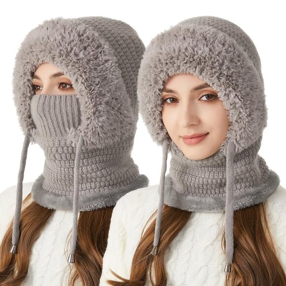 Winter Balaclava 3-in-1 Beanie Face Mask Neck Gaiter Windproof Acrylic main image 5